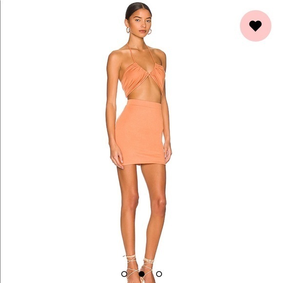 NWT superdown Alina Halter Set in Orange HALTER TOP AND MINI SKIRT - Picture 2 of 5